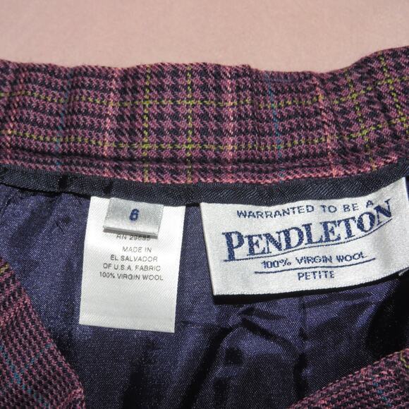 Pendleton Purple Tartan Plaid Wool Straight Leg Trouser Pants - Picture 7 of 8
